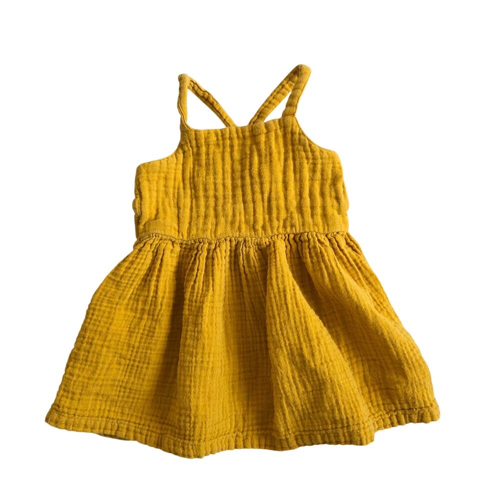 Laughing Llama | Yellow Muslin Dress | 18 months